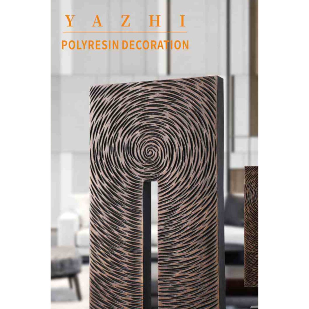 Decoratiune maro din polirasina 58 cm Spiral Yazhi, 3, hectarul.ro