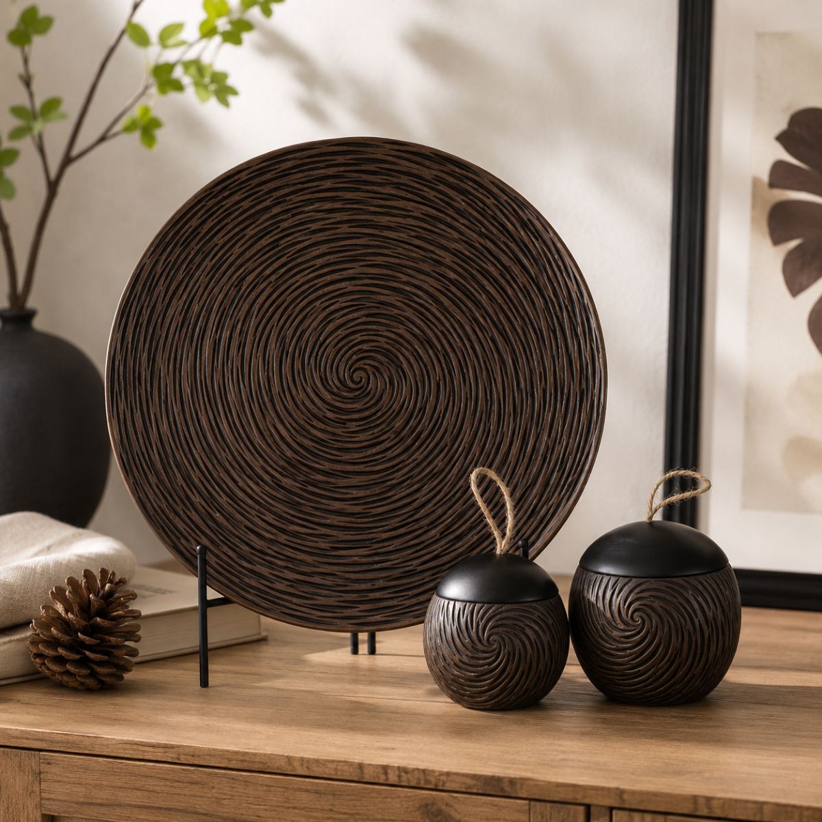 Platou decorativ din polirasina 39 cm Spiral Yazhi, 2, hectarul.ro