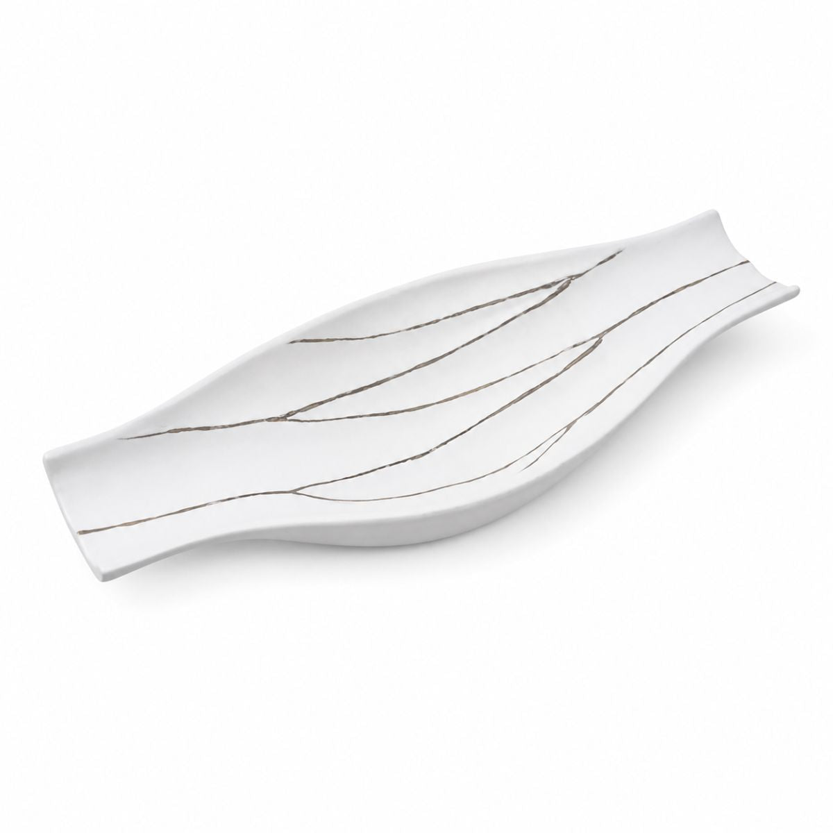 Platou decorativ alb din polirasina 51.5 cm Rough Wood Yazhi, 1, hectarul.ro