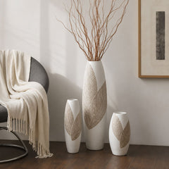 Vaza alba din polirasina 78 cm Leaf & Satin Yazhi