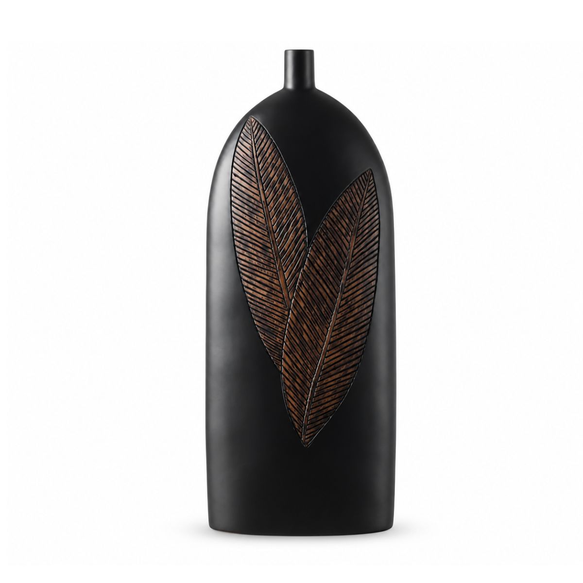 Vaza neagra din polirasina 58.5 cm Leaf & Satin Yazhi, 1, hectarul.ro
