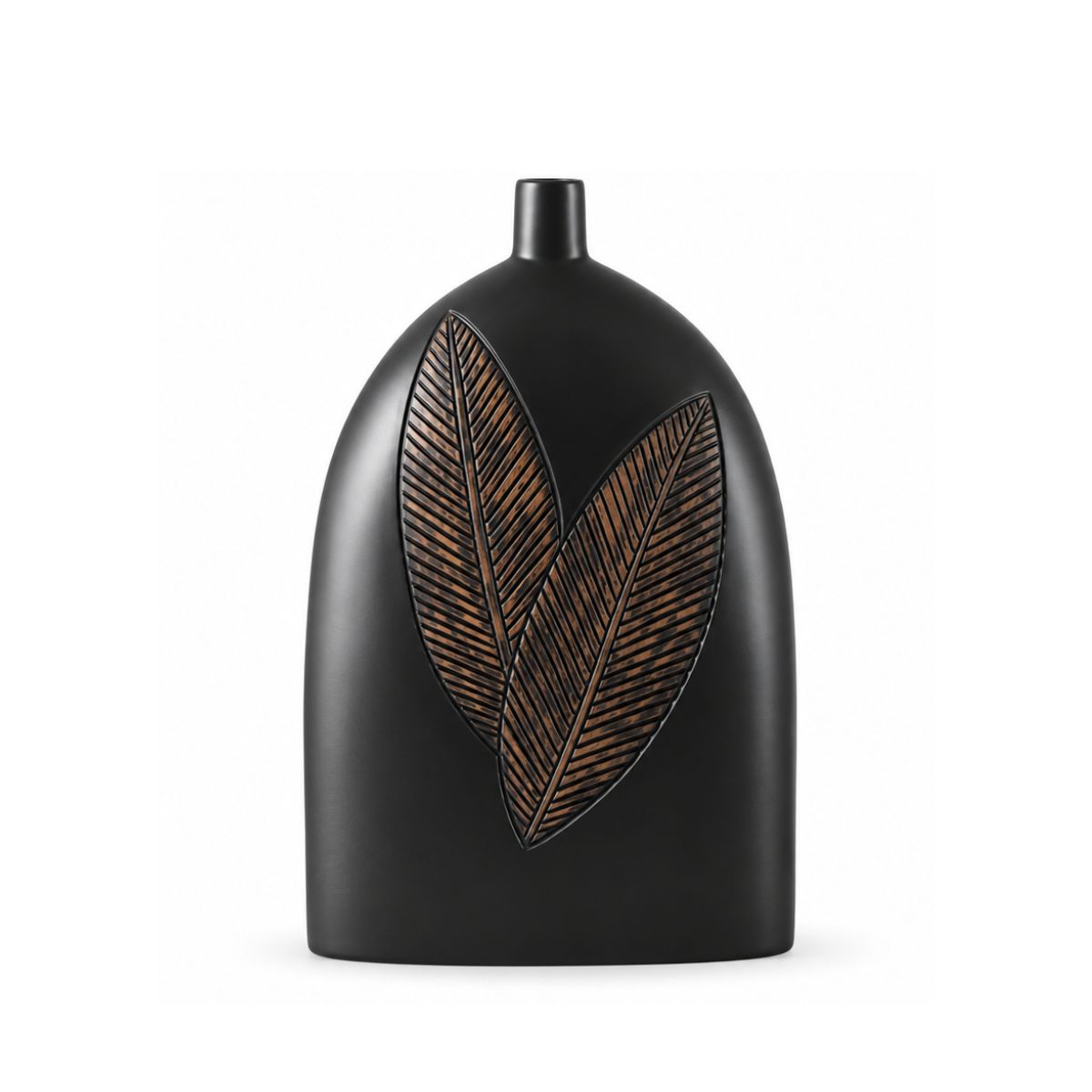 Vaza neagra din polirasina 35 cm Leaf & Satin Yazhi, 1, hectarul.ro