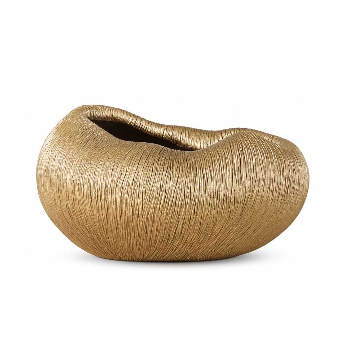 Bol decorativ auriu din polirasina 33x25x17.5 cm Leaf & Satin Yazhi, 1, hectarul.ro
