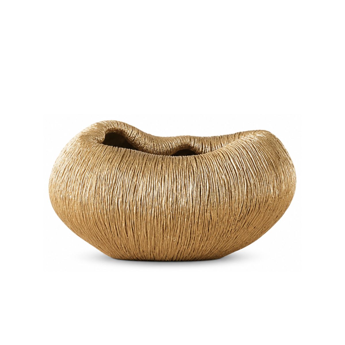 Bol decorativ auriu din polirasina 24.5x17x12 cm Leaf & Satin Yazhi, 1, hectarul.ro