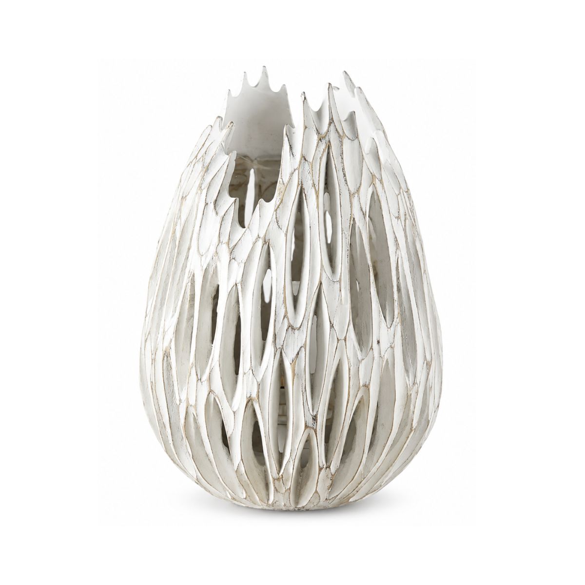 Veioza alba din polirasina 31.5 cm Nature Wood Yazhi