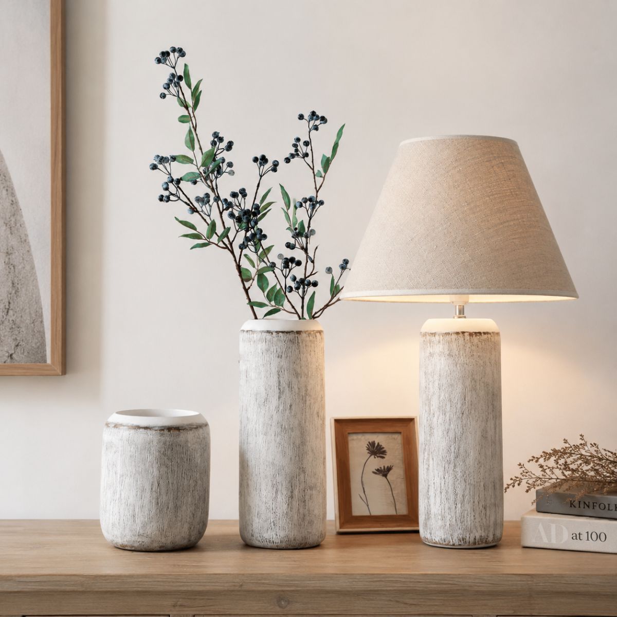 Vaza alba din polirasina 17.5 cm Nature Wood Yazhi, 6, hectarul.ro