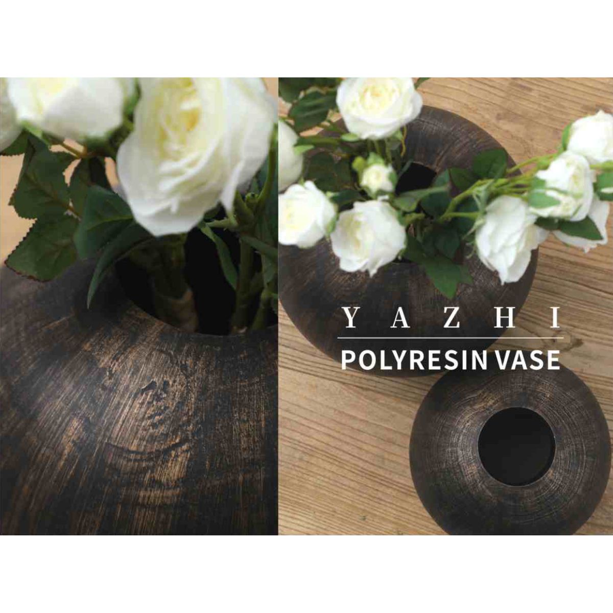 Vaza maro sferica din polirasina 25.5 cm Yazhi, 3, hectarul.ro