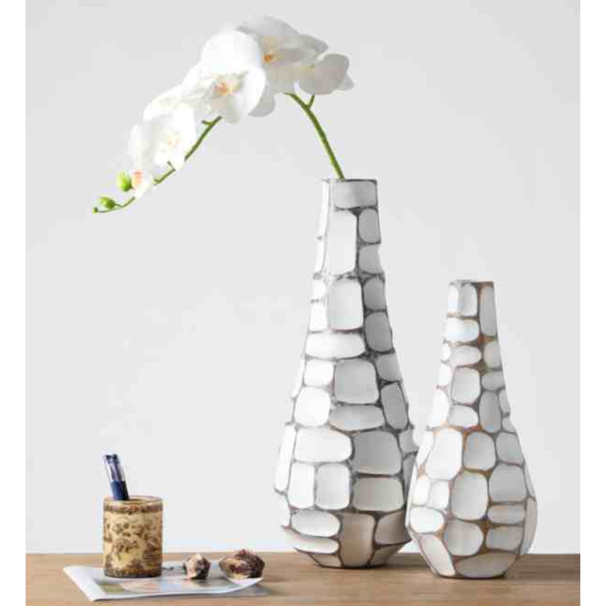 Vaza alba din polirasina 49.5 cm Geometry Yazhi, 2, hectarul.ro