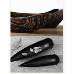 Platou de servire negru din polirasina 41.5 cm Annual Ring Yazhi