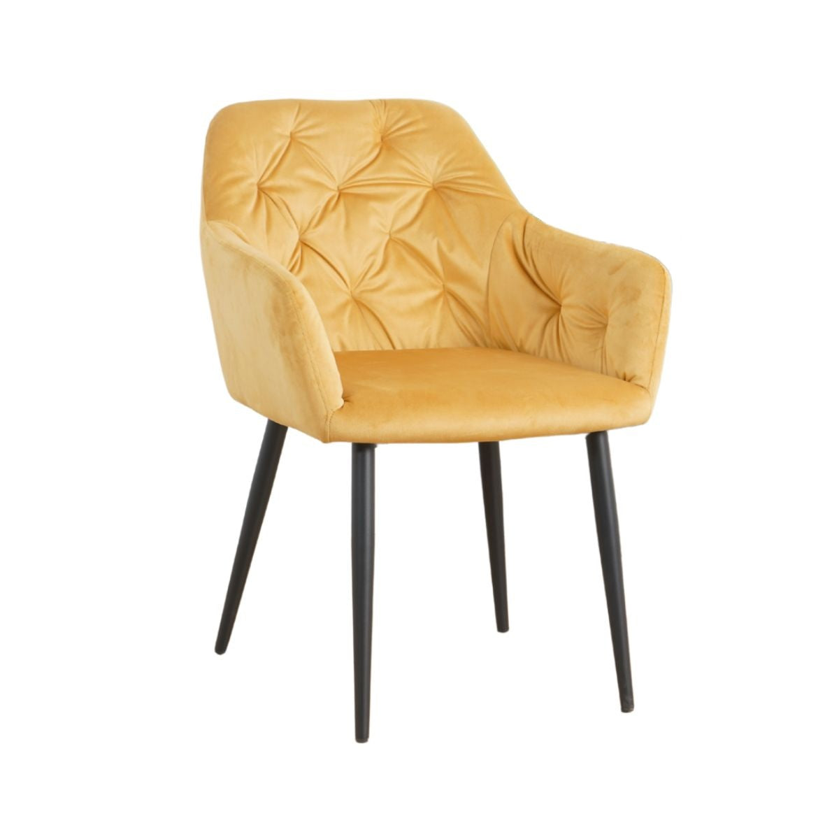 Scaun tip fotoliu living/dining, galben-piersica, tapiserie catifea, cadru metalic, fix, 56x56x84, Velvet