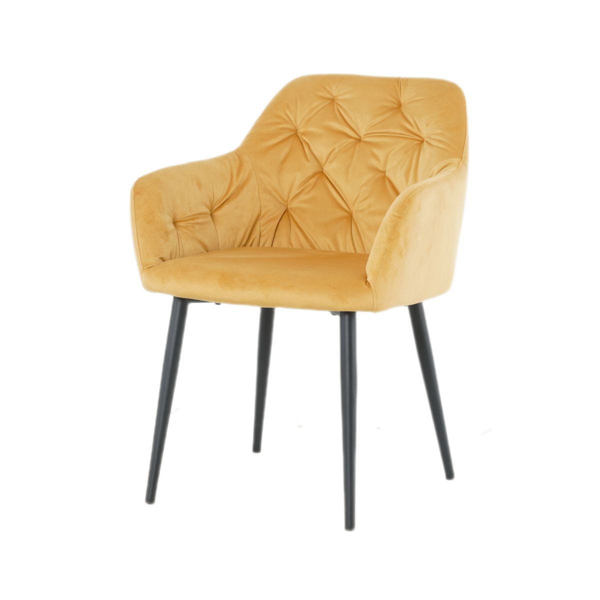 Scaun tip fotoliu living/dining, galben-piersica, tapiserie catifea, cadru metalic, fix, 56x56x84, Velvet
