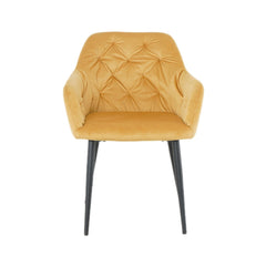 Scaun tip fotoliu living/dining, galben-piersica, tapiserie catifea, cadru metalic, fix, 56x56x84, Velvet