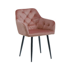 Scaun tip fotoliu, roz prafuit, living/dining, tapiserie catifea, cadru metalic, fix, 56x56x84, Velvet
