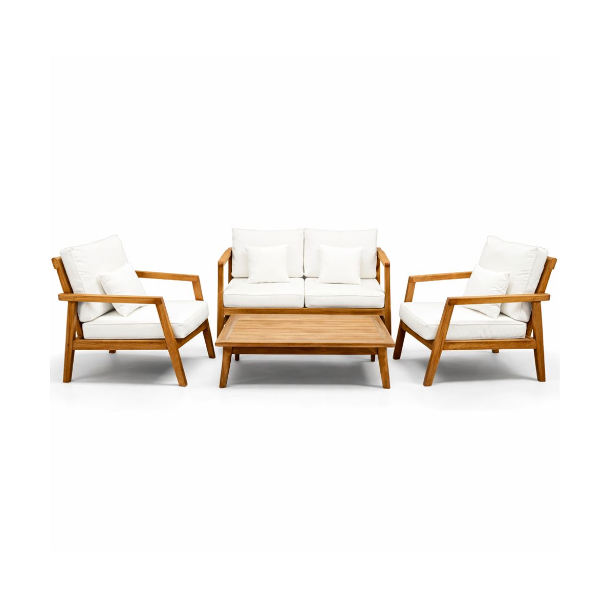 Set mobilier terasa/gradina Malibu  4 piese din lemn masiv de tec cu perne incluse, 1, hectarul.ro