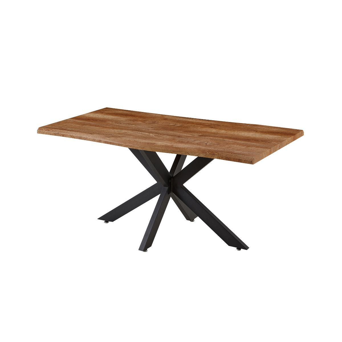 Masa dining cu picioare metalice negre robuste si blat solid din MDF maro, 160X90X74 cm, 40 mm grosime, Adriane HARO, 1, hectarul.ro