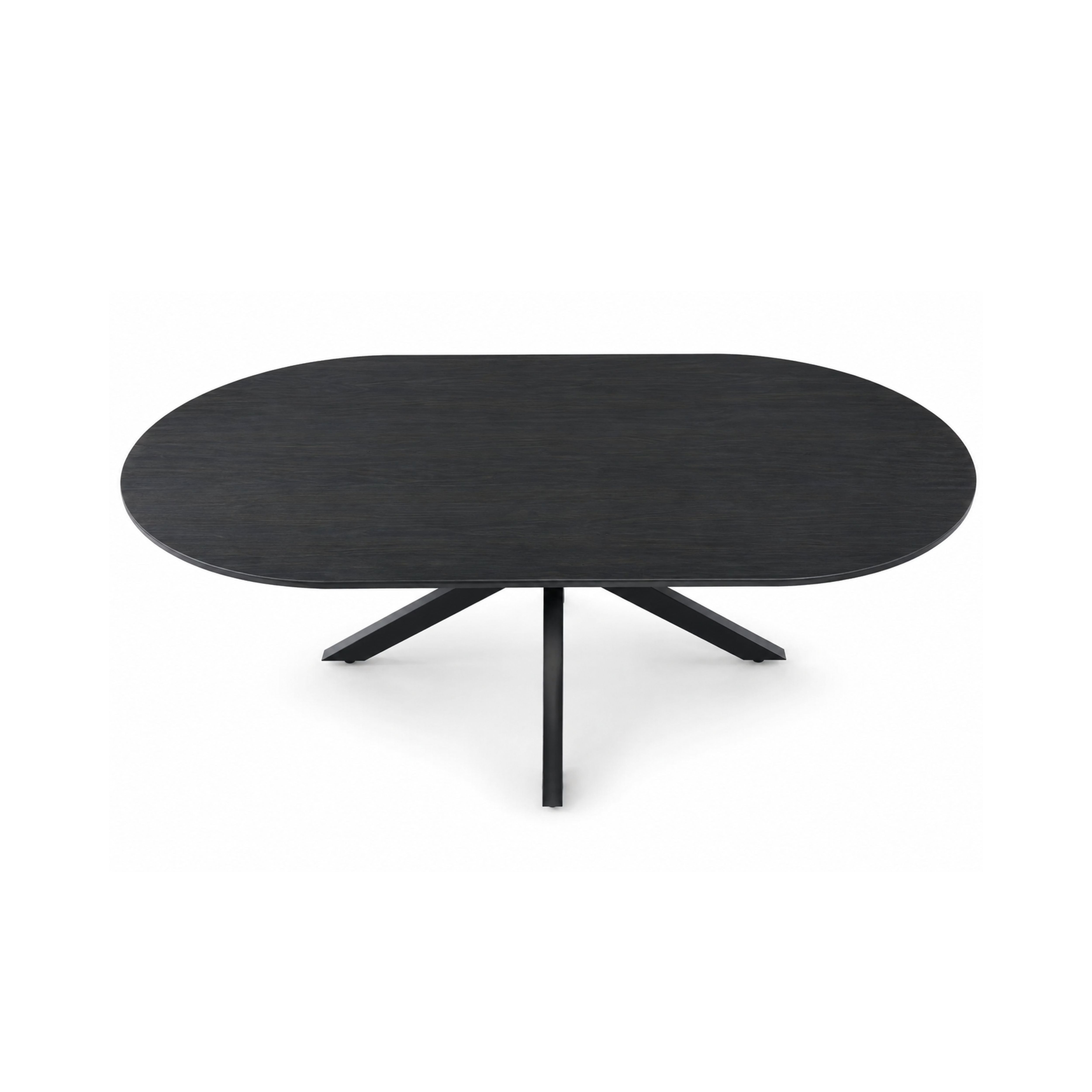 Masa dining ovala 160x90 cm maro inchis, blat din MDF 25 mm si picioare metalice, Odense HARO, 5, hectarul.ro