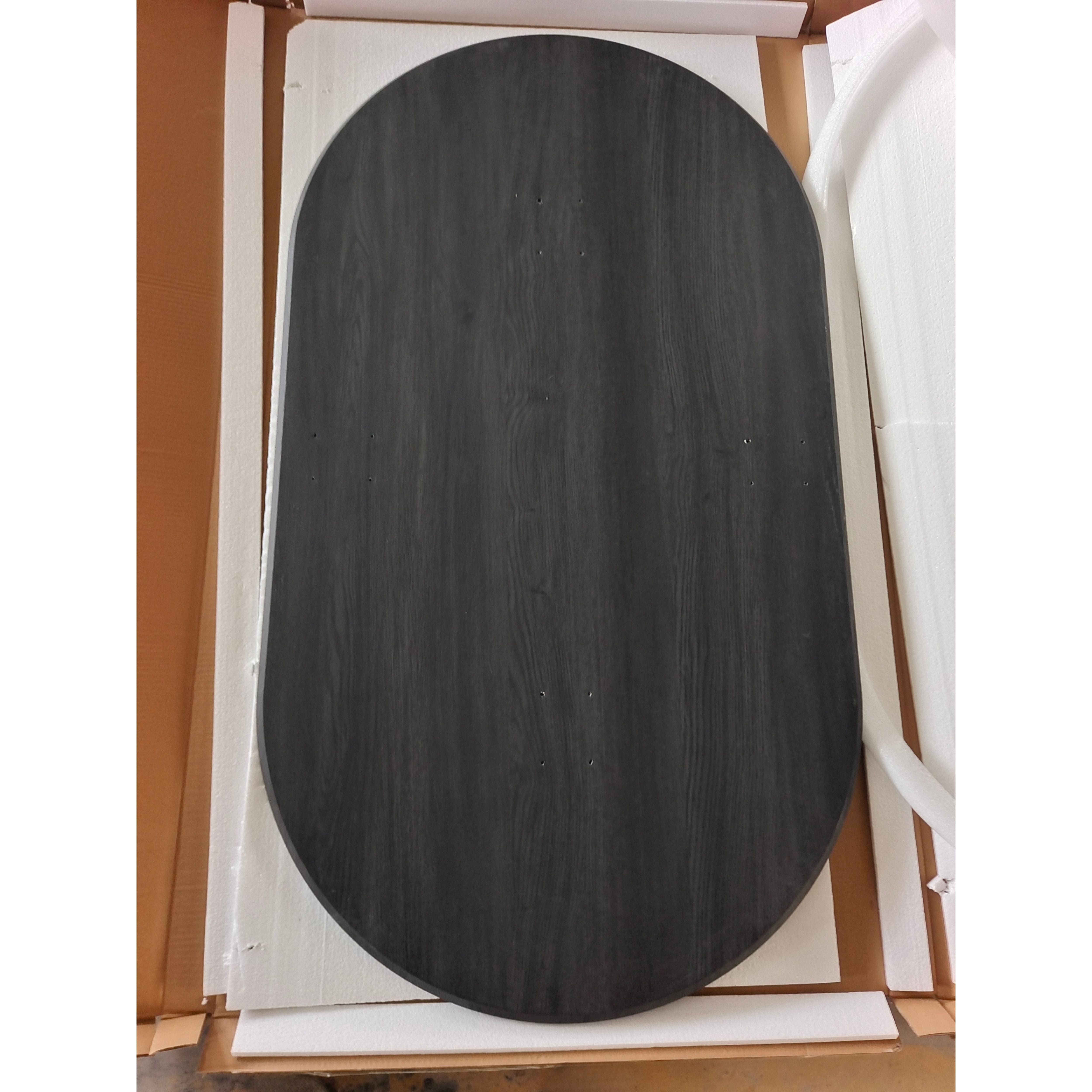Masa dining ovala 160x90 cm maro inchis, blat din MDF 25 mm si picioare metalice, Odense HARO, 9, hectarul.ro