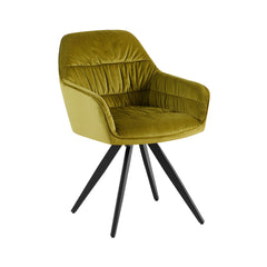 Scaun dining verde oliv, tapiserie textil si cadru metalic, rotativ, 60x60x85 cm Loge HARO