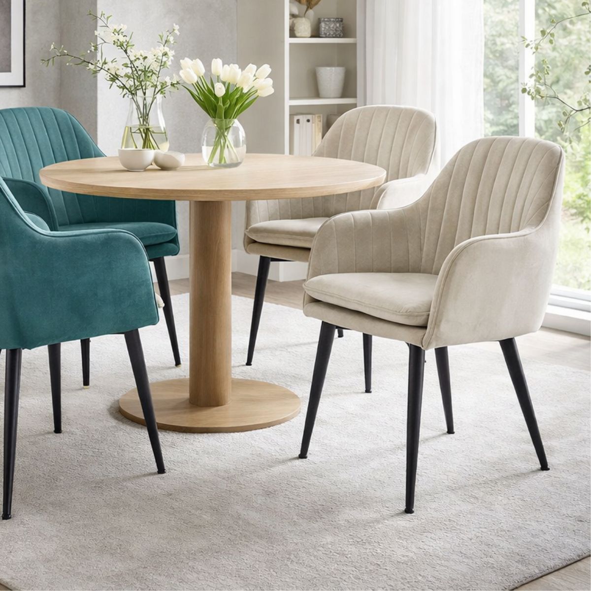Scaun living/dining, taupe, tapiserie catifea, cadru metalic, Linea HARO, 3, hectarul.ro