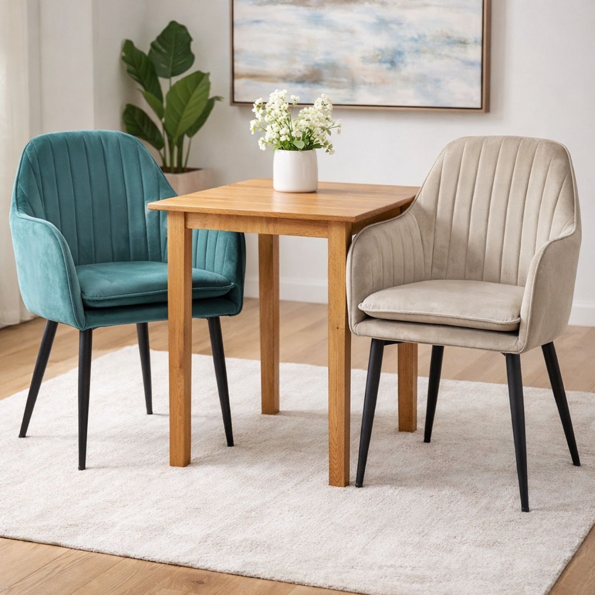 Scaun living/dining, taupe, tapiserie catifea, cadru metalic, Linea HARO, 2, hectarul.ro