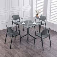 Masa terasa/gradina gri-antracit din polipropilena, 80x80x74 cm, Toledo Bistro