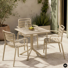 Masa terasa/gradina taupe din polipropilena, 80x80x74 cm, Toledo Bistro