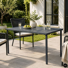 Masa terasa/gradina gri-antracit din metal, 130x70x75,5 cm, Whitby Bistro
