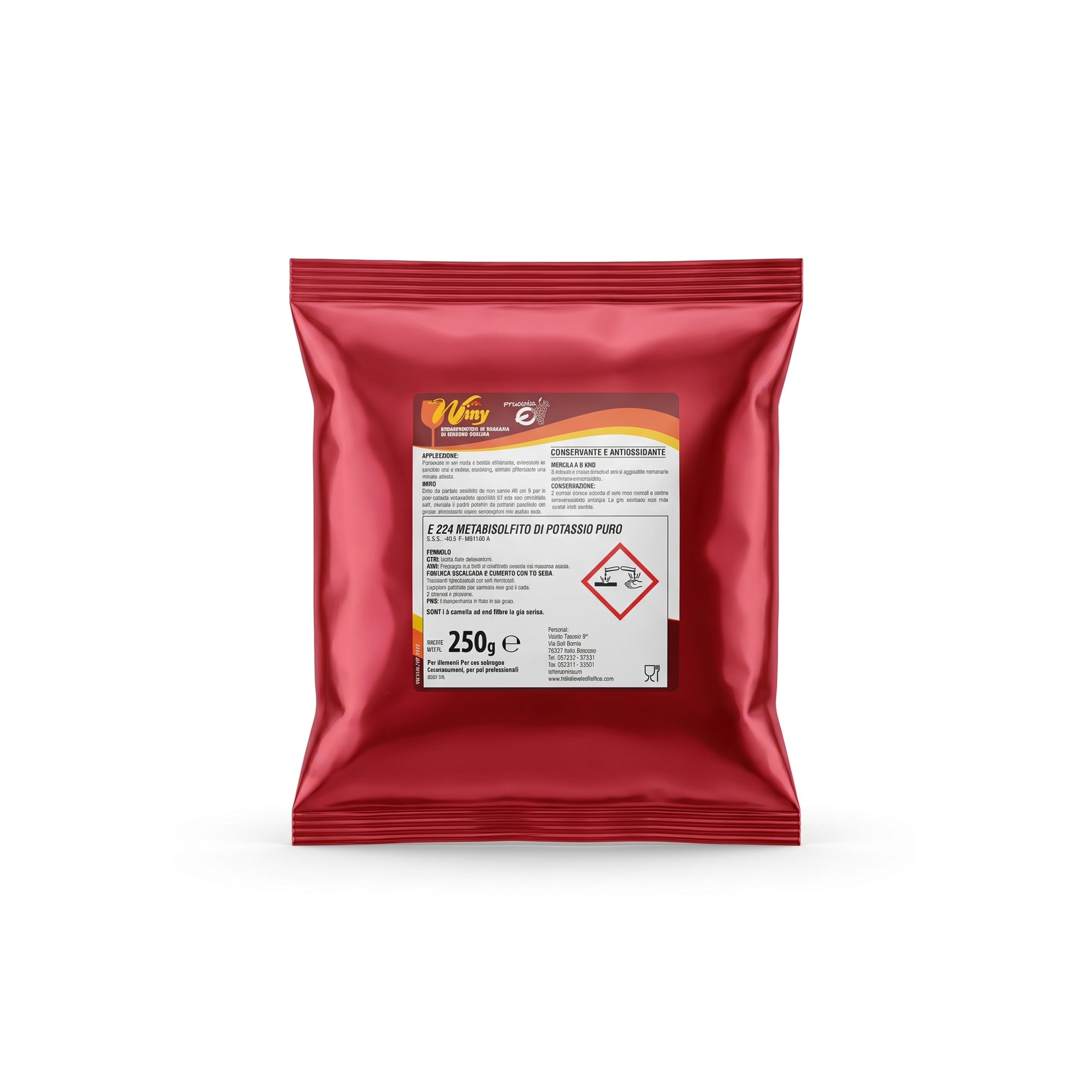 Metabisulfit de potasiu pur WINY Enartis 250 g pentru must și vin, 1, hectarul.ro