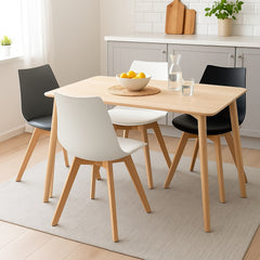 Scaun de bucatarie/dining negru din PP si lemn cu perna moale din piele ecologica, Norse HARO