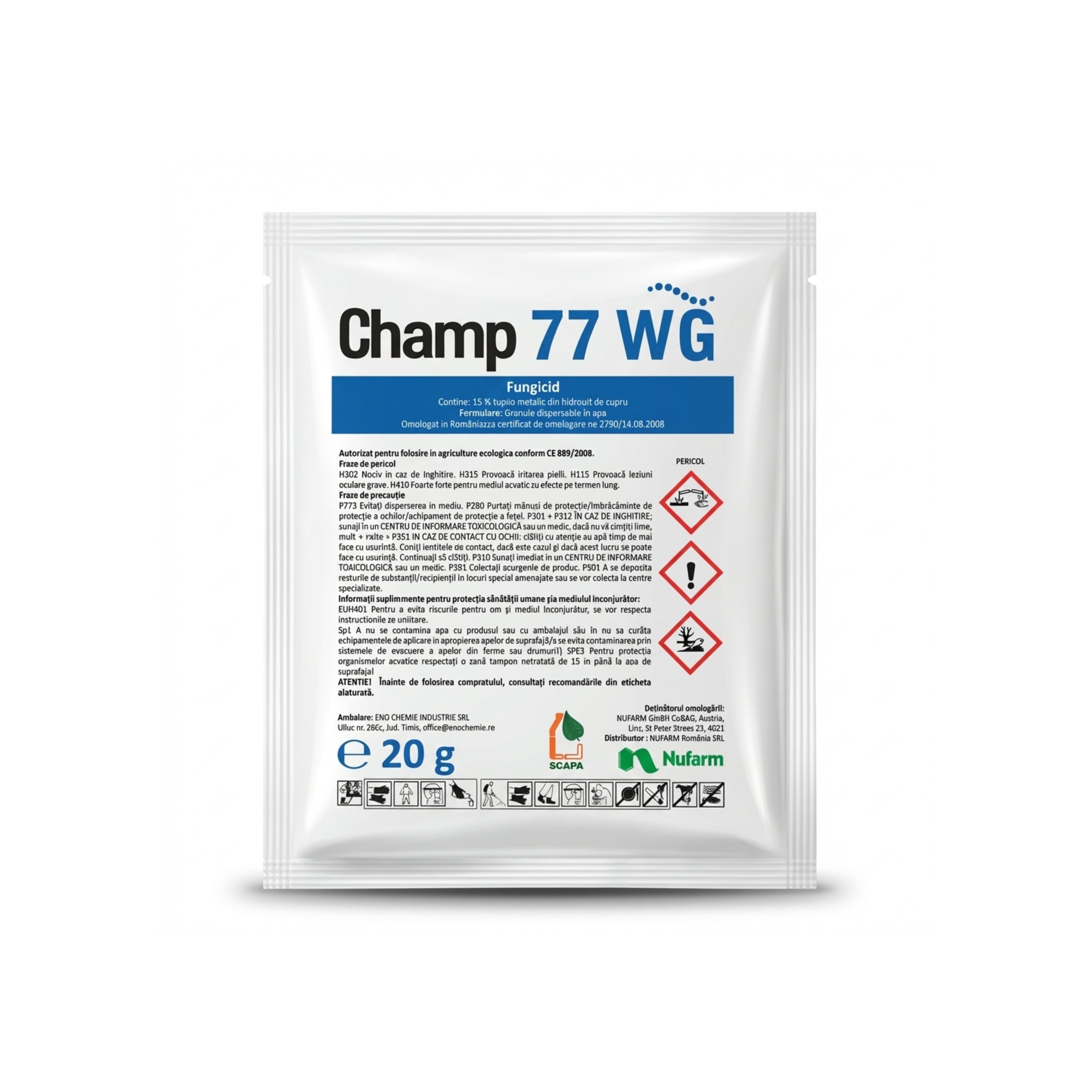 Fungicid bactericid ecologic vita de vie, castraveti, tomate, mar CHAMP 77WG 20 GR, 1, hectarul.ro