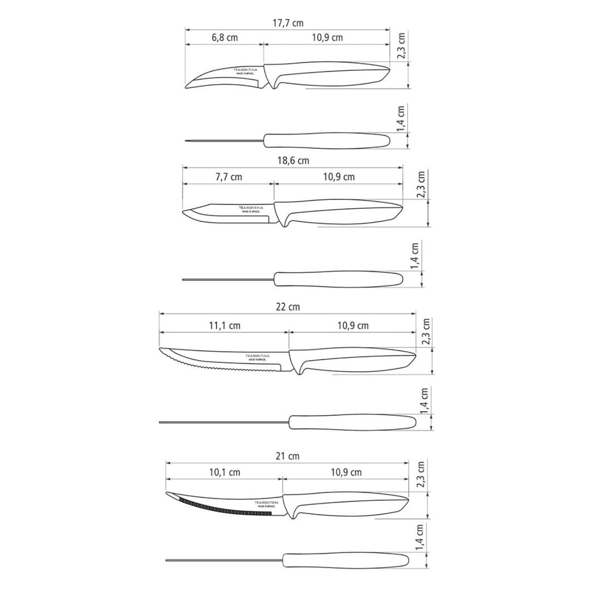Set cutite si foarfeca din inox 8 piese Plenus Tramontina