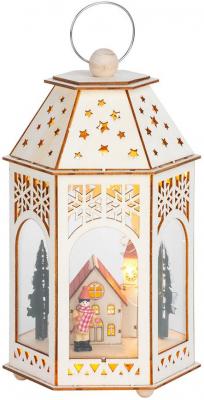 Abajur de Craciun MagicHome, Sat din lemn, 9 LED-uri, lumina calda, 16,5x14x30 cm, 1, hectarul.ro
