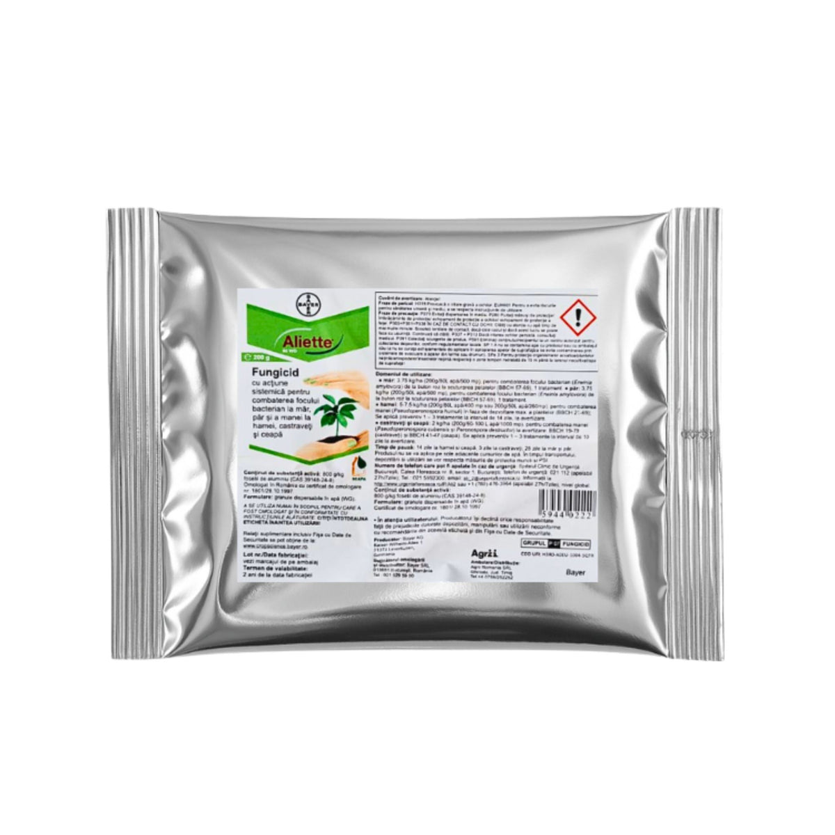 Aliette 80 WG 200 g fungicid sistemic Bayer cu fosetil de aluminiu pentru mană și foc bacterian