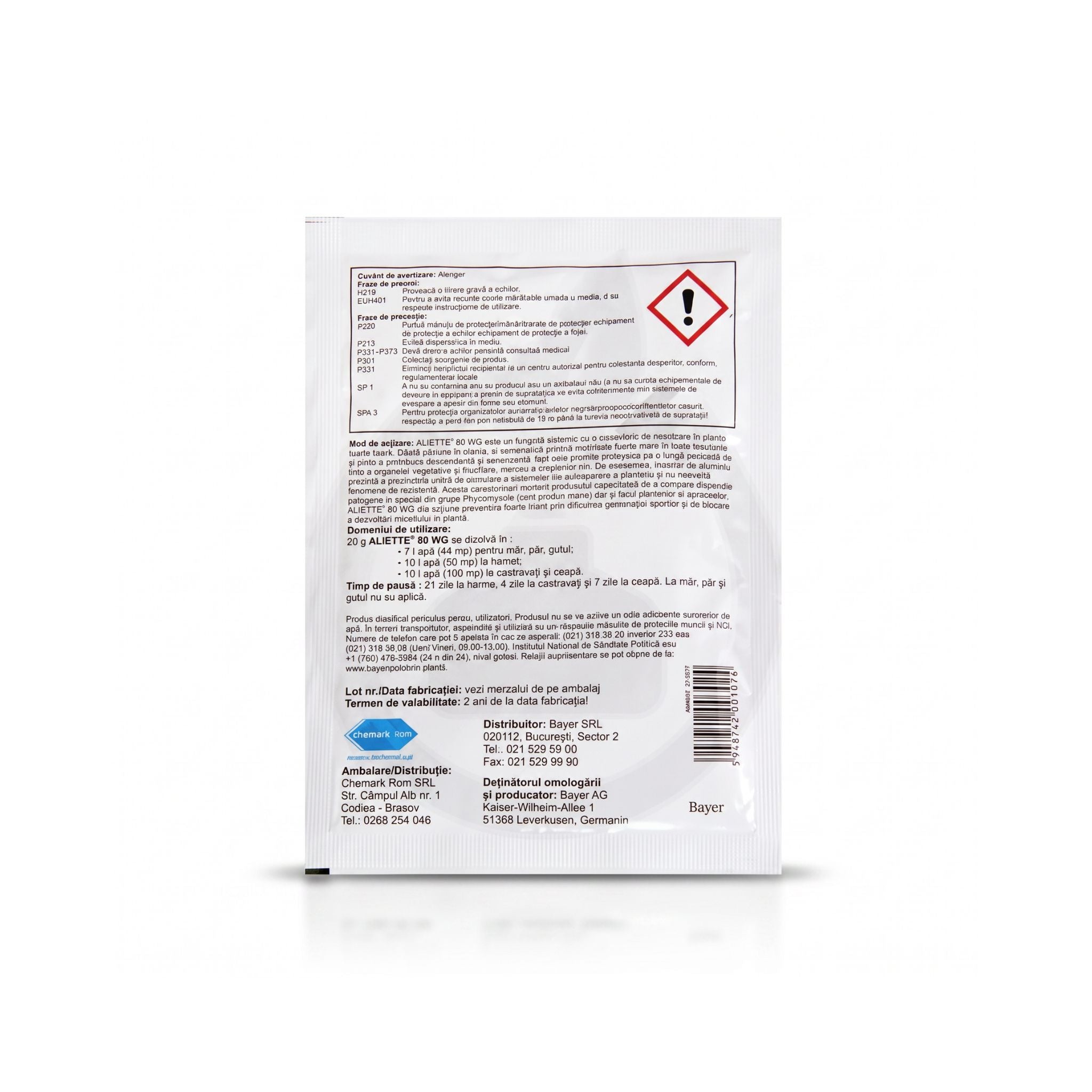 Aliette 80 WG 20 g fungicid sistemic Bayer cu fosetil de aluminiu pentru mană și foc bacterian poza2, 2, hectarul.ro