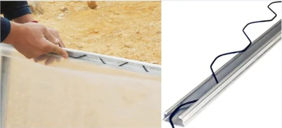 Bagheta metalica pentru prinderea foliei de solar, 2,4 metri, cu sarma plastifiata, set 10+12 (24 ML)
