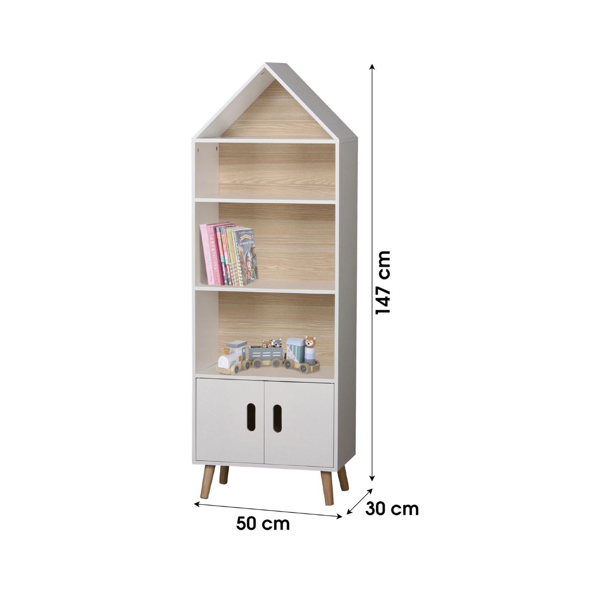 Biblioteca copii design casuta gri din MDF 147 cm Dream JudyWild