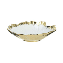Bol alb/auriu din portelan Φ29 cm Leaf Inart