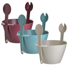 Bol din plastic cu ustensile pentru salata 31 cm