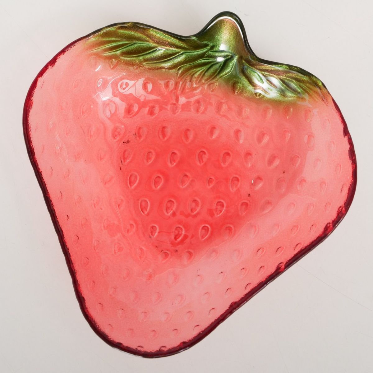 Bol rosu/verde din sticla 16 x 15,5 cm, 150 ml, Fruity Boltze design capsuna, 2, hectarul.ro