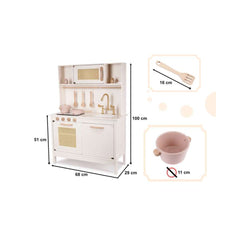 Bucatarie din lemn pentru copii cu accesorii retro, MDF, BOHO 68cm x 29cm x 100 cm
