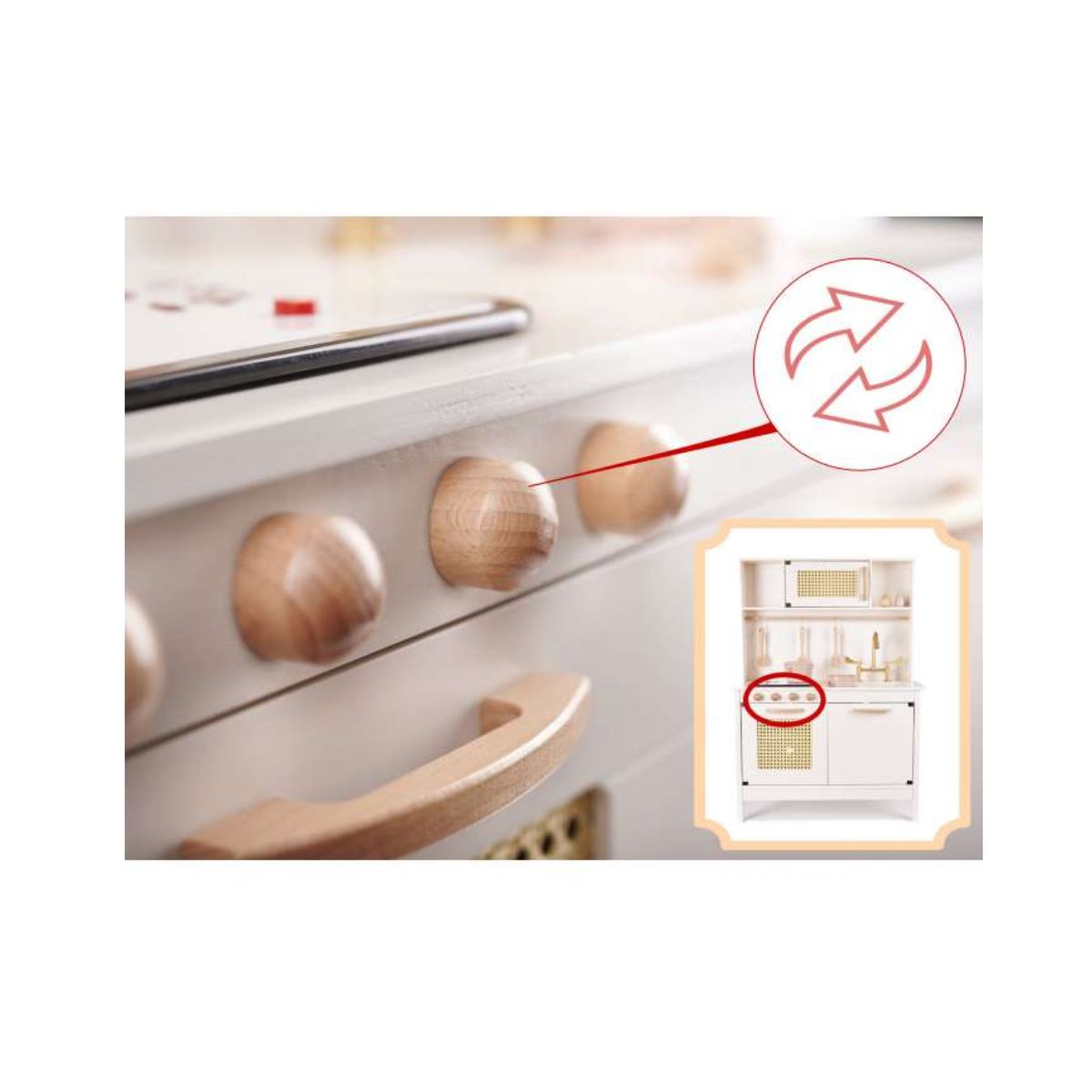 Bucatarie din lemn pentru copii cu accesorii retro, MDF, BOHO 68cm x 29cm x 100 cm, 5, hectarul.ro