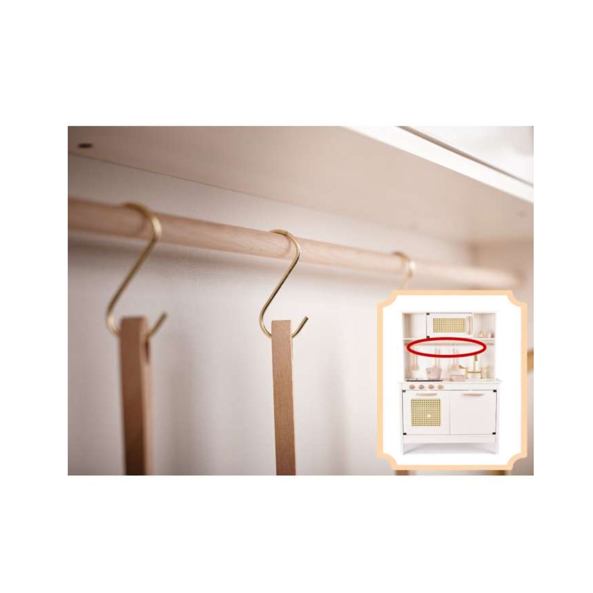 Bucatarie din lemn pentru copii cu accesorii retro, MDF, BOHO 68cm x 29cm x 100 cm, 6, hectarul.ro