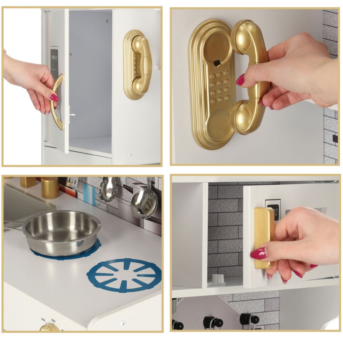 Bucatarie din lemn pentru copii cu accesorii si frigider, 4, hectarul.ro