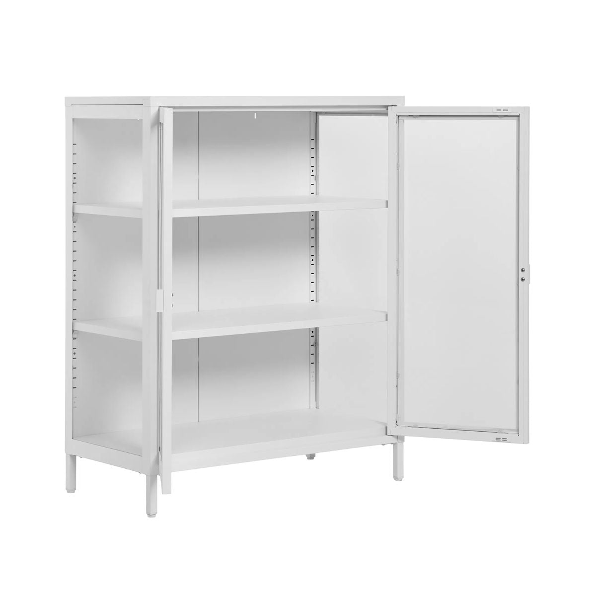 Bufet alb din otel si sticla, 2 usi, 80x40x101 cm Brisbane House Nordic