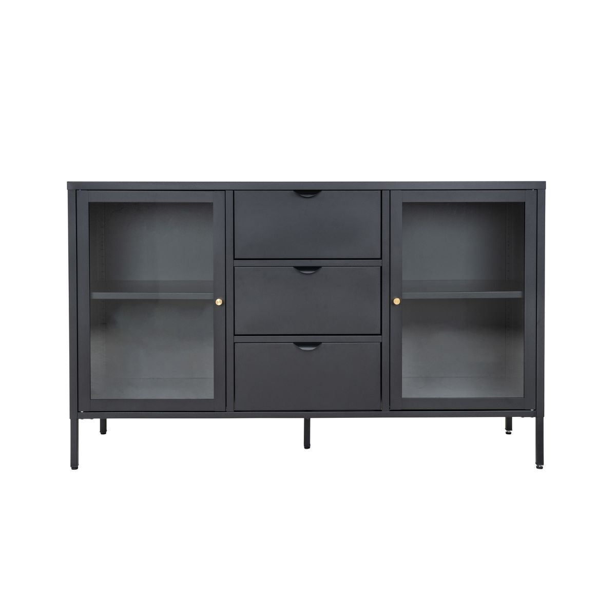 Bufet inferior negru din otel si sticla 140 cm Dalby House Nordic, 1, hectarul.ro