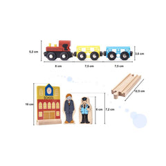 Cale ferata din lemn, trecere auto sine de tren, accesorii din 70 cuburi