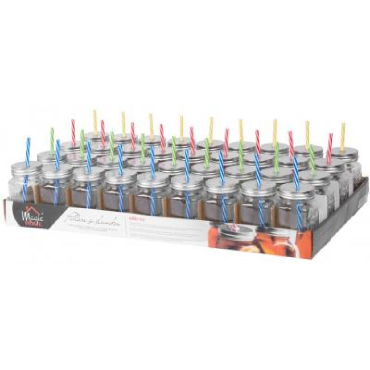 Cana cu capac si pai din sticla 480 ml, 1, hectarul.ro