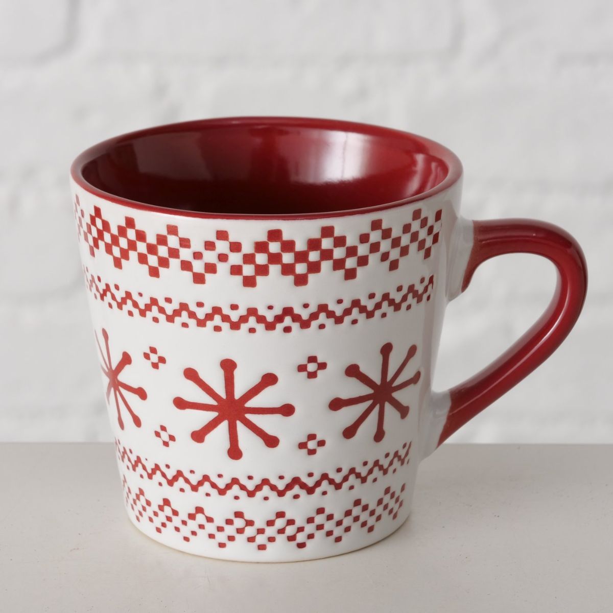 Cana de Craciun rosu/alb cu fulgi de zapada 190 ml Boltze, 5, hectarul.ro