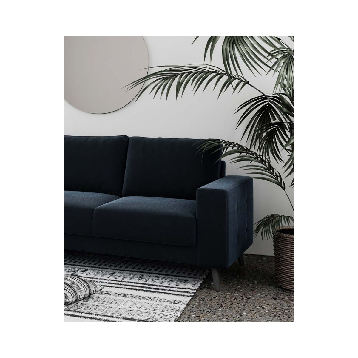 Canapea 3 locuri albastru inchis textil Fynn Mesonica