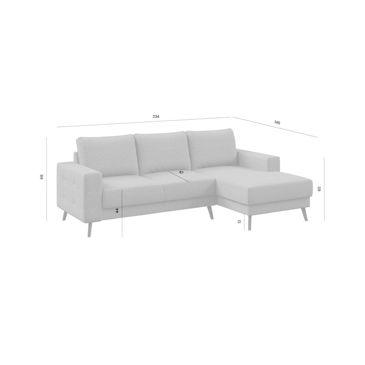 Canapea 3 locuri tip coltar bej deschis dr textil Fynn Mesonica